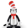 Plush Cat in the Hat character with a red-and-white striped hat and bow tie