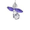 Purple and clear faceted crystal angel ornament hanging on a cord