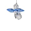 Blue and clear faceted crystal angel ornament hanging by a cord