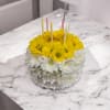 This one-of-a-kind arrangement is frosted with a collection of bright gerbera 