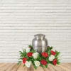 White Roses &amp; Red Carnations in this Urn Wreath.