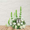 Bells of Ireland, White Snapdragons, White Roses, White Carnations, &amp; White Filler