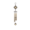 Decorative hanging wind chime with metal tubes and ornate frame