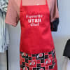 Red apron with 