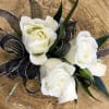 White spray roses with black accents 