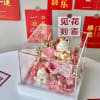 Forever preserved flower dual lucky cat style with acrylic transparent box and