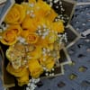 Bright and elegant, this beautiful bouquet features 24 premium yellow roses accented