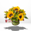 This beautiful bouquet showcases bright sunflowers paired with fresh green fillers and