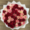 The Strawberry Sundae is a hand-tied arrangement featuring a dense, rounded mound