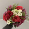DESIGNER CHOICE WITH MIXED FLOWERS IN SHADES OF HOT PINK, PURPLES, WHITES