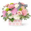 Sweet pink , white and green blooms in a pink and white