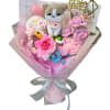 Hand-knitted flowers shaped like adorable kitten, showcasing intricate crochet artistry. Choose from