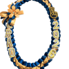Elegant blue and gold ribbon lei adorned with &ldquo;GRAD 2026&rdquo; lettering and