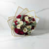 A beautiful hand-tied bouquet featuring 24 premium red and white roses, accented