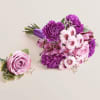 A beautifully coordinated bouquet and boutonniere set designed to complement each other
