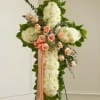 A tender and elegant standing cross arrangement designed to convey love, remembrance