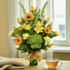 Snapgragon Sunflowers Lilies Solidagos  greem hydrangeas  Carnation