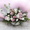 This arrangement comes with roses, stock, mini carns, carnations, spray roses, monti