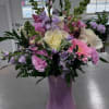 Beautiful vase filled with Pastel colors Snap Dragons, Stock Carnations, and Alstromeria
