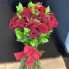 60CM red roses, red hypericum and green fillers