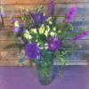 Wildflower look with purple flowers- 3 Lisianthus, 2 Stock, 2 Larkspur, 3