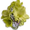 A fresh, unique look, pairing soft green gladioli with lavender hyacinth and