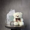 A soft cream teddy bear that adds warmth and sweetness to any