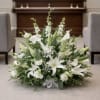 An elegant all white arrangement will bring comfort to a bereaved family