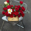 A lush spill of deep red roses defines this Red Velvet flower