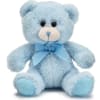 Light blue teddy bear plush with a matching ribbon bow around its neck.
