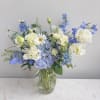 Clean and bright. Cool blues and crisp whites to bring a welcome