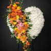 A beautiful heart filled with white flowers and a coral swag. 