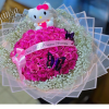 This 75 rose arrangement showcases delicate floral touches with a romantic and