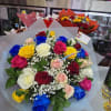 Colorful bouquet filled with almost every color possible to make this bouquet