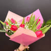 Beautiful bouquet of tulips with elegant Korean wrapping paper. Show your loved