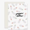 Greeting card with baby bottle pattern and 