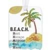 Rectangular beach-themed hanging tag with palm tree and B.E.A.C.H. quote