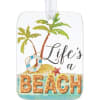 Rectangular beach-themed hanging ornament with palm trees and 'Life's a Beach' text