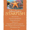 Inspirational orange wall art with starfish illustration and advice text.
