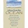 Beige inspirational wall print with ocean scene at top and blue advice text below.