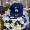 Roses and a hat for him 
Let us know the color you