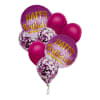 Bouquet Includes: 2pcs Pink Mylar "Happy Birthday" Balloon, 3pcs Pink Confetti Latex