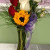 Sunflower and roses in a vase, great value arrangement.