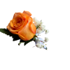 A single rose boutonniere in warm orange and soft ivory makes a