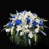 Blue and white mixed flowers. 