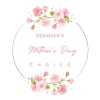 Mother's Day choice graphic with pink cherry blossoms and gold dots