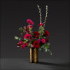 A moody arrangement in shades of red, raspberry, and hot pink, highlighting