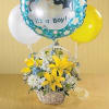 Celebrate the arrival of the new baby boy with this handled whitewash