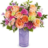 Pretty Daydream Bouquet features peach roses, fuchsia carnations, miniature peach carnations, green