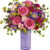 Painted Petals Bouquet features pink roses, hot pink spray roses, miniature pink